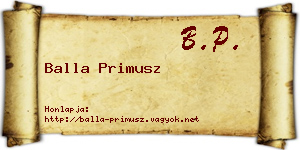 Balla Primusz névjegykártya